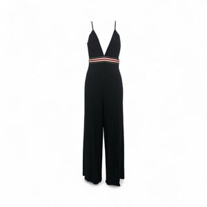 Goodtime Elegant Black Jumpsuit with Striped Waist